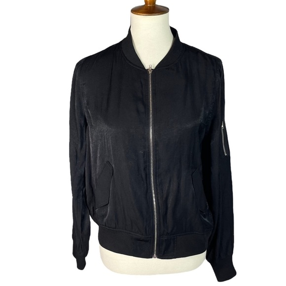 Lulus Tully Black Lightweight Zip Bomber Jacket - Size XS - Picture 3 of 13